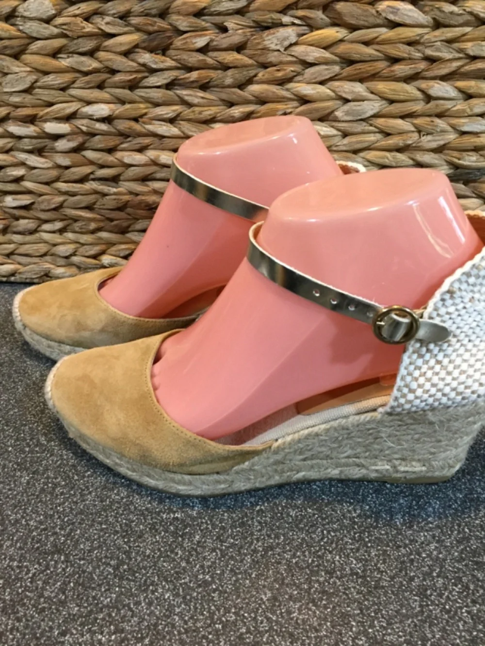 Kanna Two-Tone Tan Espadrille Wedge Sandals